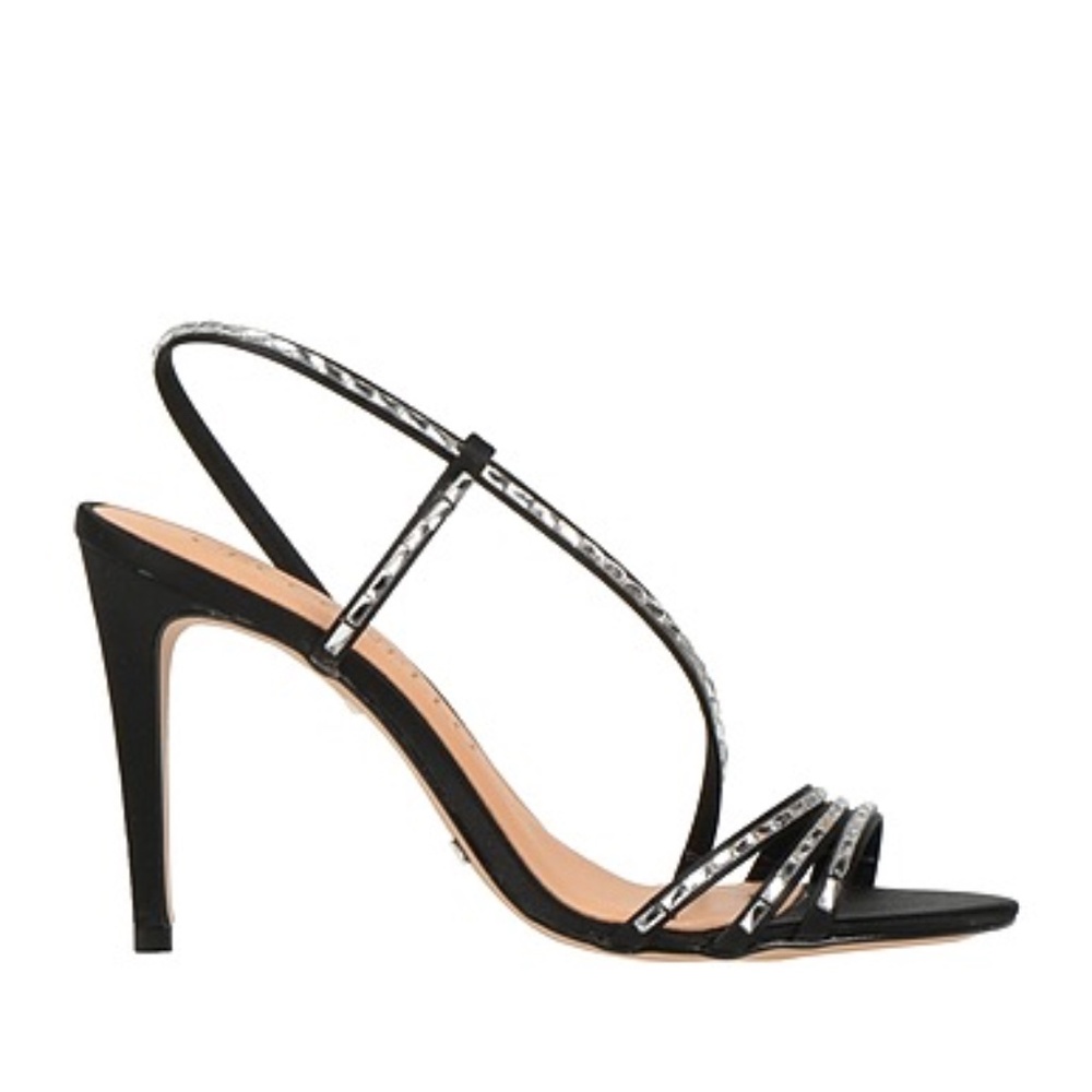🇮🇹 New W Box Italian Cecconello Crystal Black Sandal Heels
